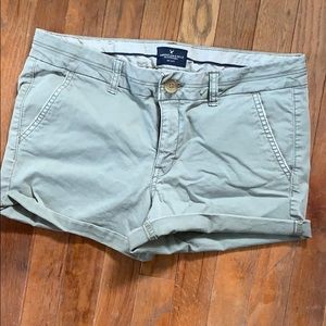 Army green midi shorts